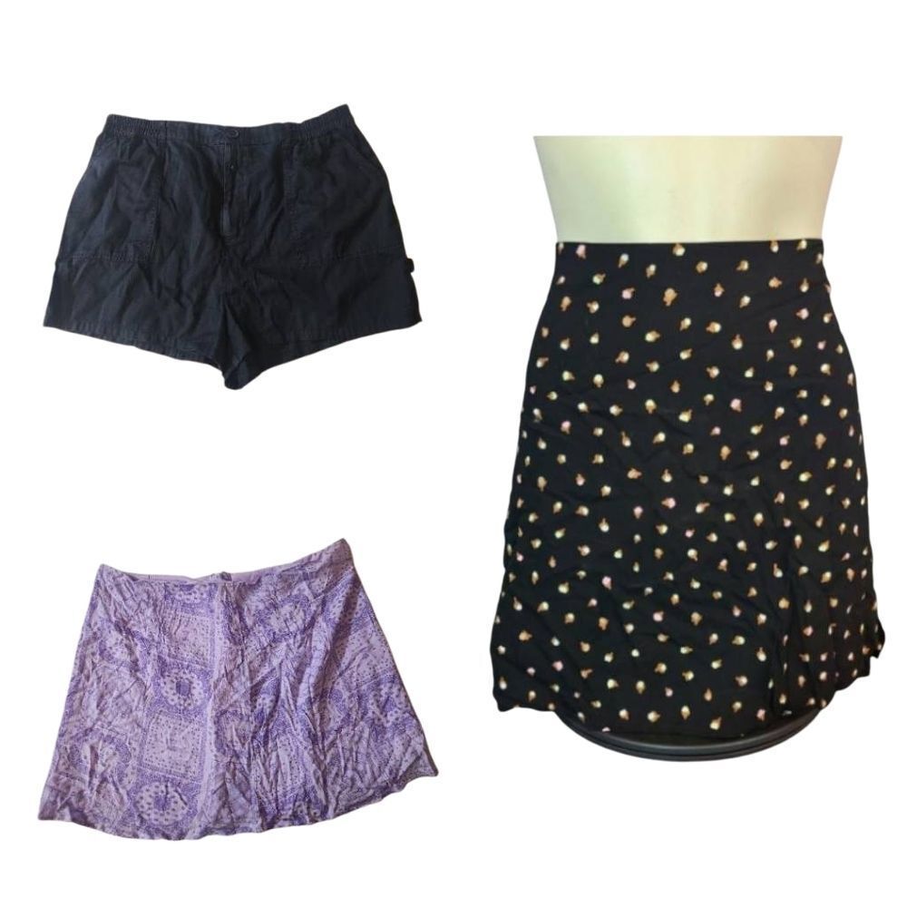 BP 3 pc Bundle Floral Skirt, Black Shorts, Bandana Print Skirt Size 1X